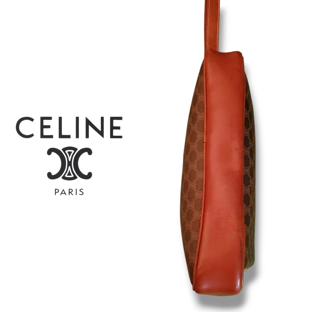 Vintage Celine Y2K Brown Monogram Clutch featuring Gold Hardware & Leather Strap - Picture 5 of 15